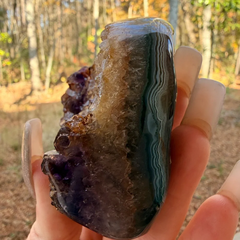 Twin Flame Fantasy Agate & Amethyst Druzy Heart | Uruguay | High Quality 0005 - Picture 4 of 13